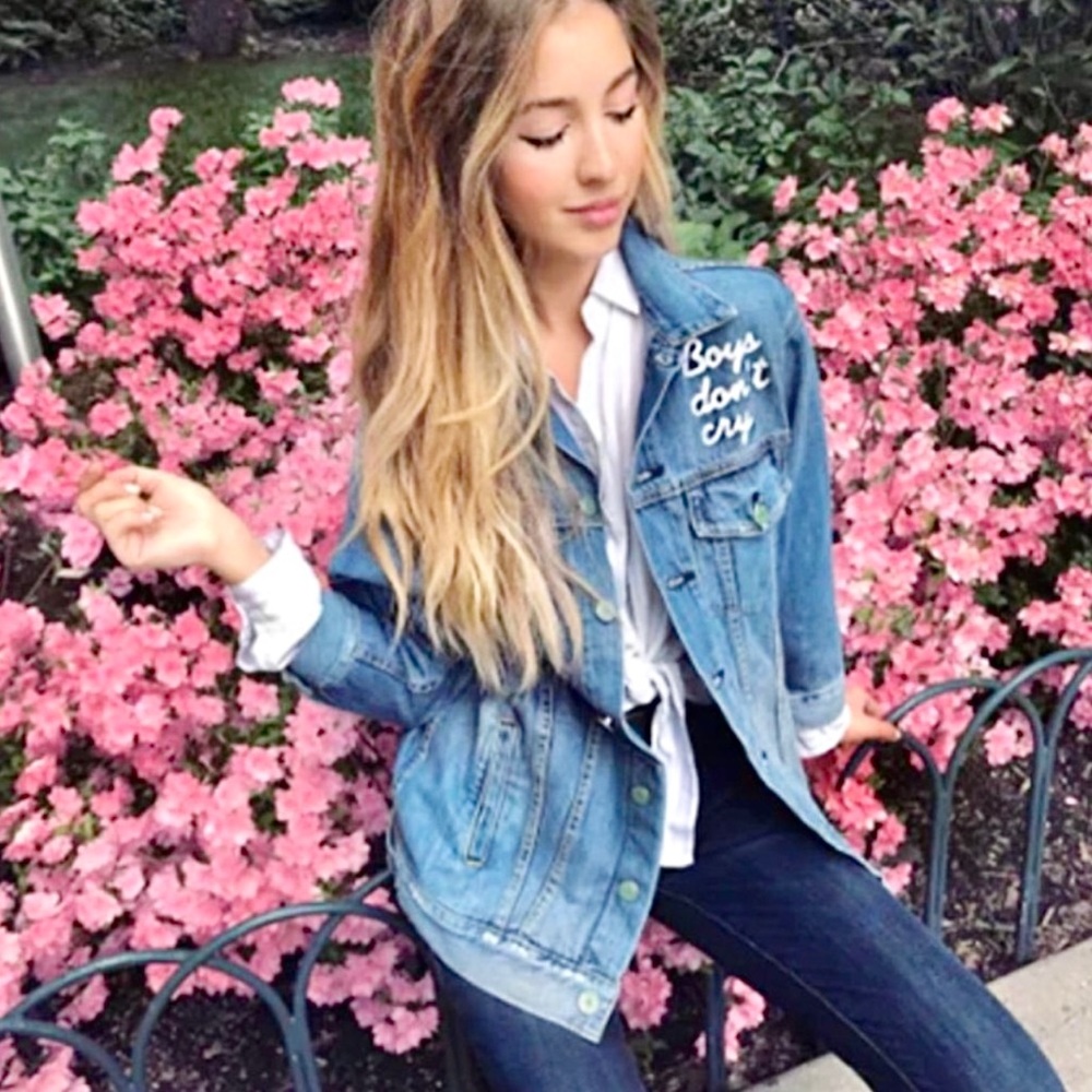 Free People x Sandrine Rose Boys Don’t Cry Distressed Denim Jacket